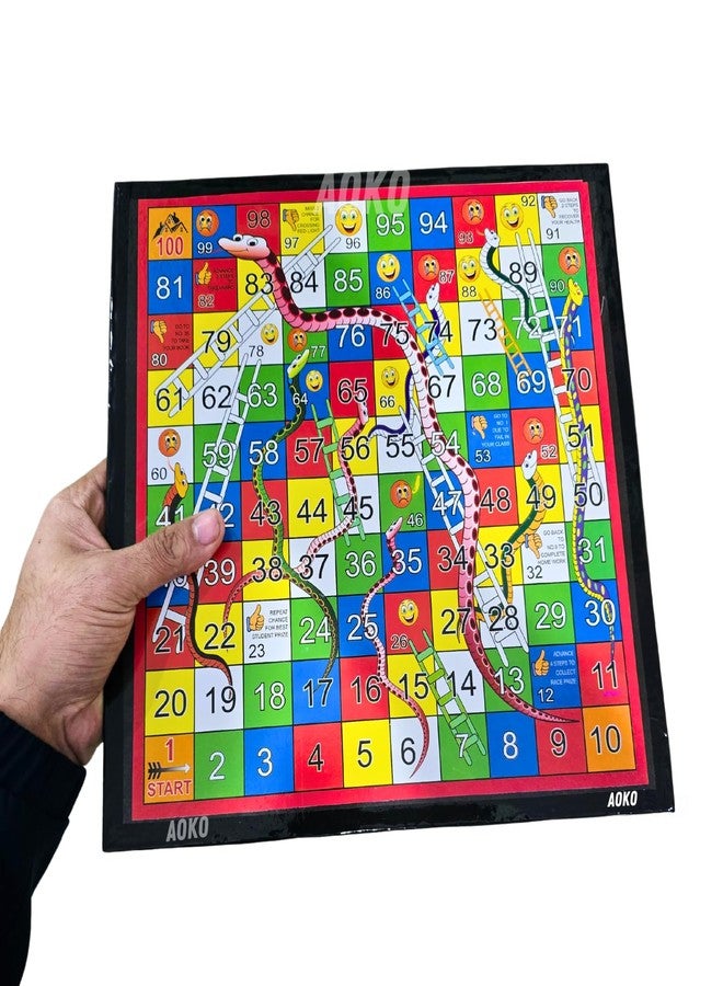 AOKO لعبة لوحية من AOKO تجمع بين لودو والشطرنج والسلم والثعبان، 3 في 1، مع مجموعتين من قطع لودو ونرد وقطع شطرنج، مثالية للحفلات والتسلية، خفيفة الوزن. - Image 5